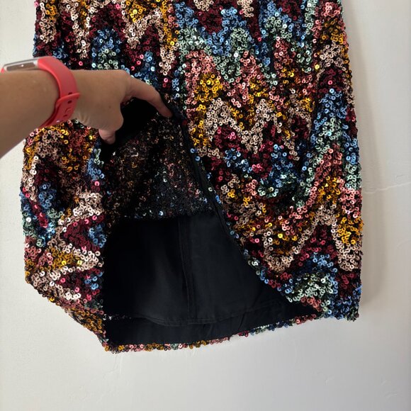 Anthropologie Zig-Zag Sequined Mini Skirt Sz 6 - Picture 5 of 8